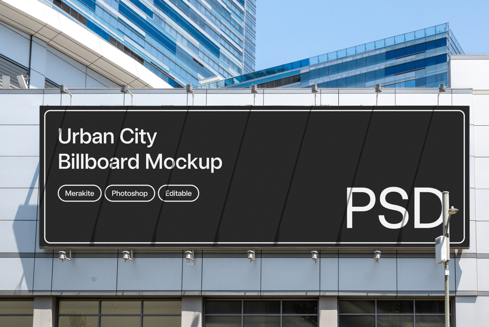 Urban City Billboard Mockup in PSD format, realistic outdoor advertising display, designer resource, high-resolution editable graphic.